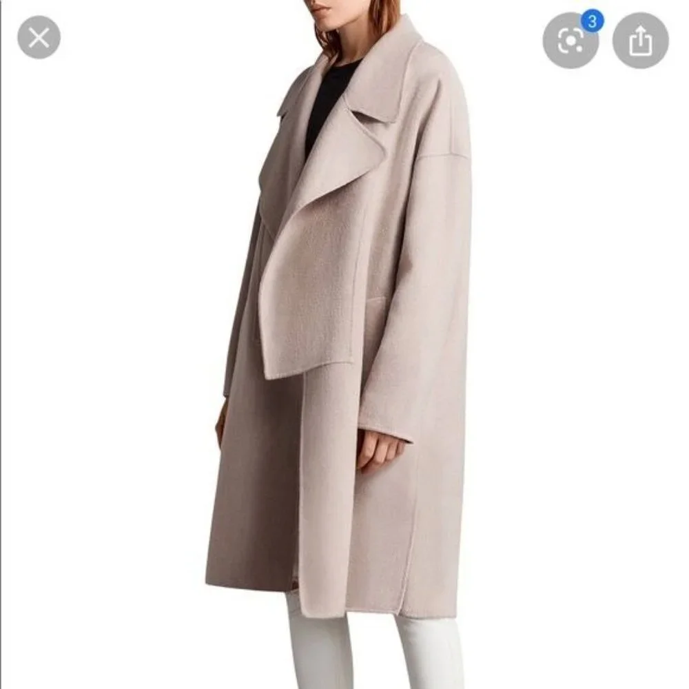 All Saints Womens Coat Jacket Size XS Pink Ryder Pockets Open Front Casual - Picture 13 of 13